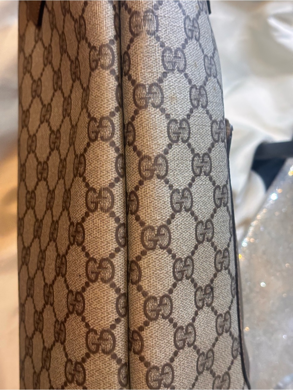 Vintage Gucci GG Monogram Canvas Tote with Brown Leather Trim - Picture 6 of 13